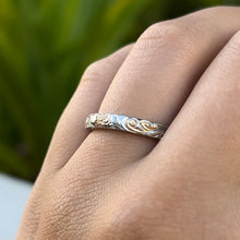 Load image into Gallery viewer, Tri-Color Haku Lei 3mm Ring in Gold