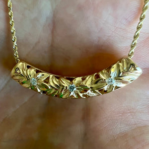 Plumeria flower Hawaiian lei pendant with diamonds