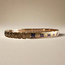 Load image into Gallery viewer, Scalloped Shiny Maile & Hibiscus 6mm Bangle Bracelet in 14K Pink Gold