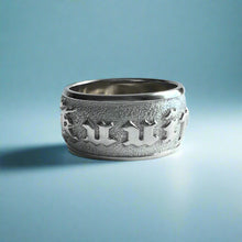 Load image into Gallery viewer, Raised Two-Tone Maile and Plumeria with Leaves 10mm "Kuuipo" Ring in 14K White & Pink Gold