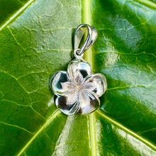 Load image into Gallery viewer, Large plumeria Hawaiian pendant in white gold
