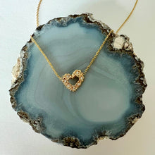 Load image into Gallery viewer, Mini Plumeria Heart Necklace with Diamonds in 14K Gold