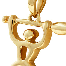 Load image into Gallery viewer, Detail on gold Hawaiian Petroglyph Paddler Pendant