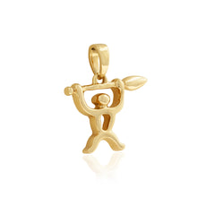Load image into Gallery viewer, Gold petroglyph pendant of Paddler
