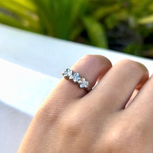Load image into Gallery viewer, Three Small Plumeria Hawaiian Flower Ring in 14K White Gold