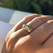 Load image into Gallery viewer, Two-tone Something Romantic Hawaiian Flower Ring with Diamond in 14K Green & Pink Gold