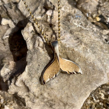 Load image into Gallery viewer, Whale Tail Pendant on a gold chain 
