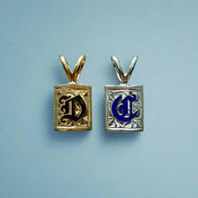 Load image into Gallery viewer, 8mm Enamel Initial D and C Pendants in 14K Gold
