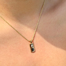 Load image into Gallery viewer, 8mm x 5/8" Initial B Pendant with Flower & Diamond in 14K Yellow Gold