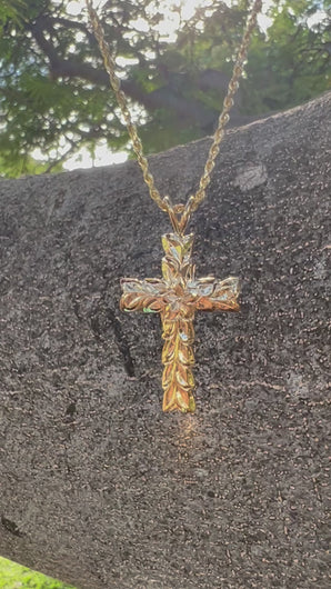 Large gold Hawaiian cross pendant for men