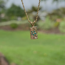 Load and play video in Gallery viewer, Beautiful Hawaiian jewelry flower pendant with green enamel 
