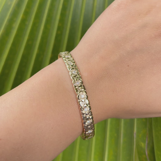 Hawaiian Heirloom Bracelet with diamonds and engraving 