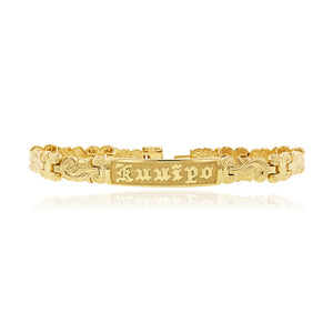 Gold Hawaiian Old English Link Bracelet with name