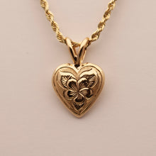 Load image into Gallery viewer, Hawaiian Jewelry Puff heart pendant with engraved plumeria flower
