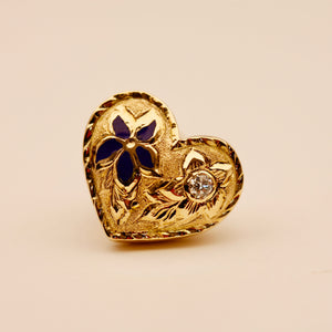 Hawaiian gold Slider heart pendant with engraving 