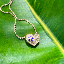 Load image into Gallery viewer, Hawaiian Heart slider pendant with flower and diamond 

