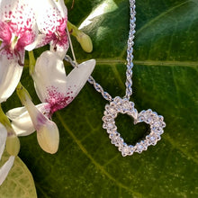 Load image into Gallery viewer, Small Slanted Hawaiian Heart Pendant with Diamonds in 14K White Gold
