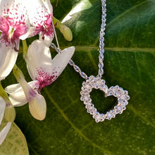 Load image into Gallery viewer, Small Slanted Hawaiian Heart Pendant with Diamonds in 14K White Gold
