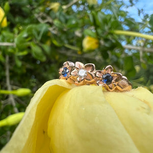 Sapphires and Diamond Hawaiian Flower ring
