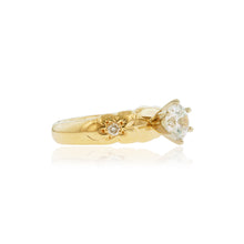 Load image into Gallery viewer, Palau Hibiscus Solitaire Ring with Diamonds & Cubic Zirconia in 14K Yellow Gold in size 6 1/4