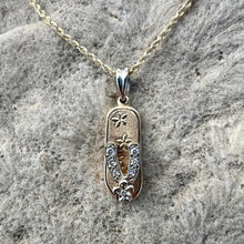 Load image into Gallery viewer, Two-Tone Slipper Pendant w/ Diamonds &amp; Plumeria Flowers in 14K or 18K Gold

