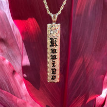 Load image into Gallery viewer, Hawaiian Kuuipo Vertical Pendant with Plumeria and Leaves in 14K Yellow Gold
