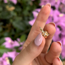Load image into Gallery viewer, Hawaiian Plumeria Flower Pendant w/ Diamond in 14K Yellow Gold
