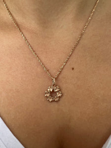 Hawaiian Plumeria Wreath Pendant in 14K Gold