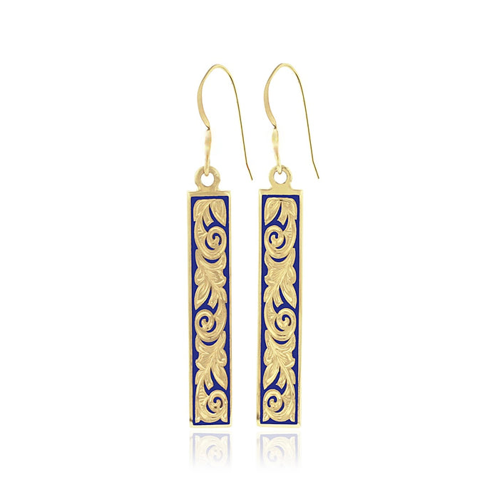 Ali'i Old English Dangle Earrings in 14K Yellow Gold
