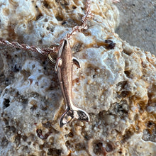 Load image into Gallery viewer, Back detail on Pink gold dolphin charm 

