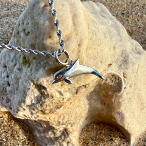 White gold dolphin charm pendant