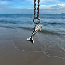 Load image into Gallery viewer, Dolphin charm on a chain in white gold
