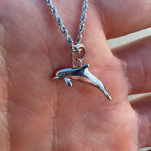 Load image into Gallery viewer, Hawaiian dolphin charm in white gold 

