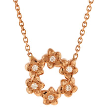 Load image into Gallery viewer, Mini Six Plumeria Cable Chain Necklace w/Diamonds in 14K White or Pink Gold
