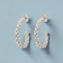 Load image into Gallery viewer, Hawaiian Plumeria Hoop Earrings in 14K White Gold
