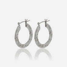 Load image into Gallery viewer, Flat Hoop Earrings with Old English in 14K White Gold
