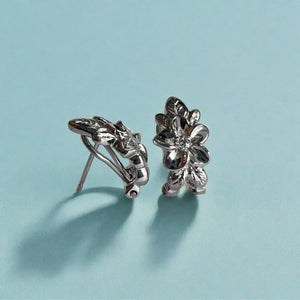 Plumeria & Diamond Hawaiian French clip earrings