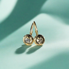Load image into Gallery viewer, Round Lever Back Diamond Earrings in 14K Yellow 
