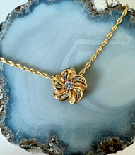 Load image into Gallery viewer, Small Hawaiian Plumeria Slider Necklace with Diamonds in 14K Yellow Gold
