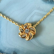 Load image into Gallery viewer, Small Hawaiian Plumeria Slider Necklace with Diamonds in 14K Yellow Gold
