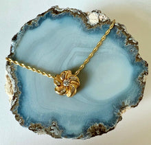 Load image into Gallery viewer, Small Hawaiian Plumeria Slider Necklace with Diamonds in 14K Yellow Gold
