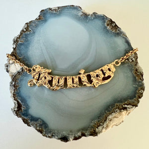 Old English "Kuuipo" Necklace in 14K Yellow Gold