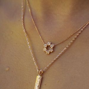 Plumeria Hawaiian Necklace with Diamonds in 14K Gold