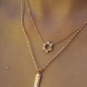Mini Six Plumeria Cable Chain Necklace w/Diamonds in 14K White or Pink Gold