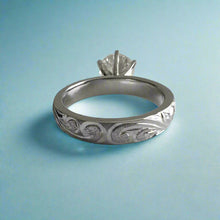 Load image into Gallery viewer, Kaimana Kula Old English &amp; Hibiscus 4mm Solitaire with 2.40ct Diamond in 14K White Gold
