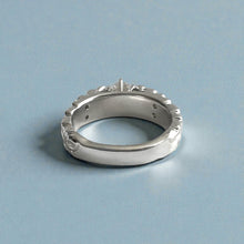 Load image into Gallery viewer, Deep Cut Maile &amp; Plumerias Solitaire Ring with Cubic Zirconia &amp; Diamonds in 14K White Gold in size 7
