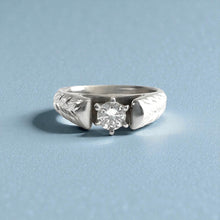 Load image into Gallery viewer, Shiny Maile 4mm French Mount Solitaire Ring with .23ct Diamond in 14K White Gold in size 6 5/8
