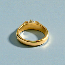 Load image into Gallery viewer, Shiny Maile &amp; Hibiscus 6mm French Mount Solitaire Ring with 1ct Cubic Zirconia in 14K Yellow Gold in size 9 1/4
