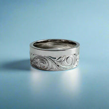 Load image into Gallery viewer, Alu Like 8mm Old English Hawaiian Ring in 14K White Gold

