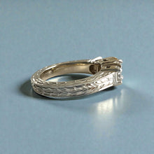 Load image into Gallery viewer, Malama Tapered Flat Ring with Yellow Sapphire and Diamonds in 14K White Gold in size 5 1/4
